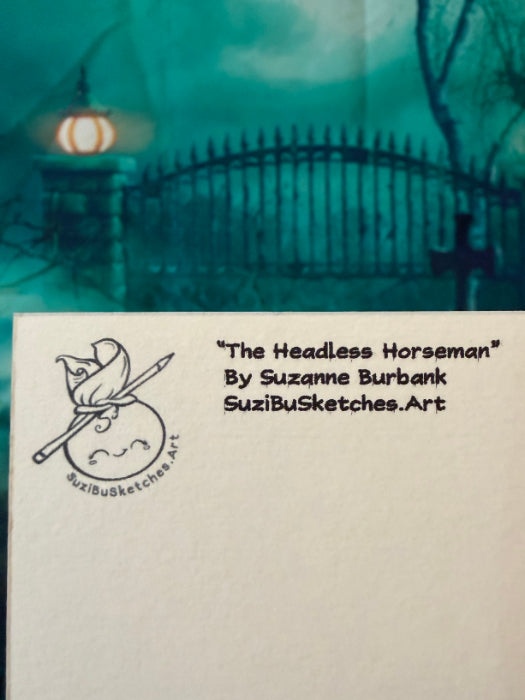 POSTCARD of Headless Horseman, Gothic Halloween Art Print, Headless Horseman Wall Art, Spooky Decor