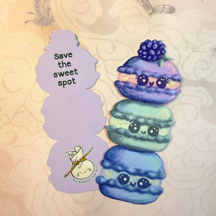 BOOKMARK Cute Macaron Cookies, Double Laminated, French Dessert