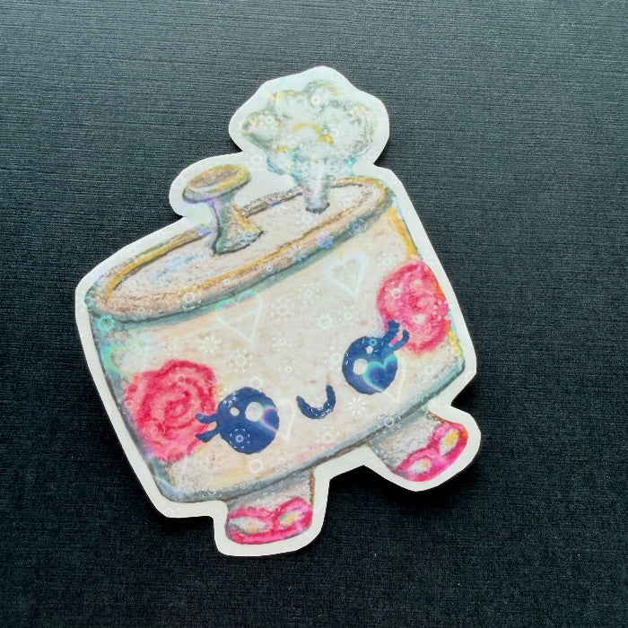 STICKER Kawaii Rice Cooker Sticker, Vinyl, Waterproof, UV-Resistant, Tear & Scratch Resistant