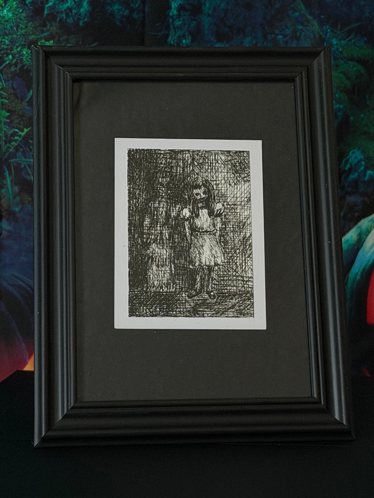 PAINTING of Original Art Halloween Haunted Child Ink ACEO by Suzanne Burbank aka SuziBu.Sketches