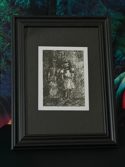 PAINTING of Original Art Halloween Haunted Child Ink ACEO by Suzanne Burbank aka SuziBu.Sketches