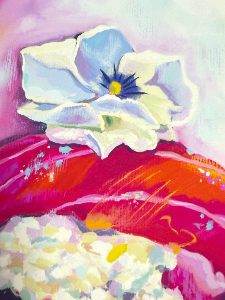 Abstract painting of a flower with vibrant colors