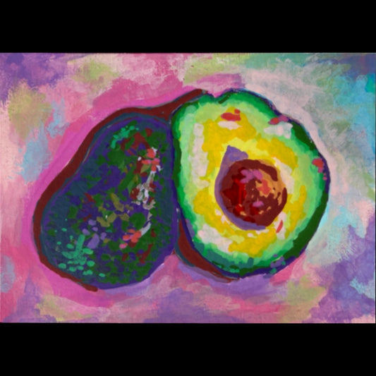 PAINTING of Original Art Avocado Still Life Acrylic ACEO “Avocados” by Suzanne Burbank aka SuziBu.Sketches