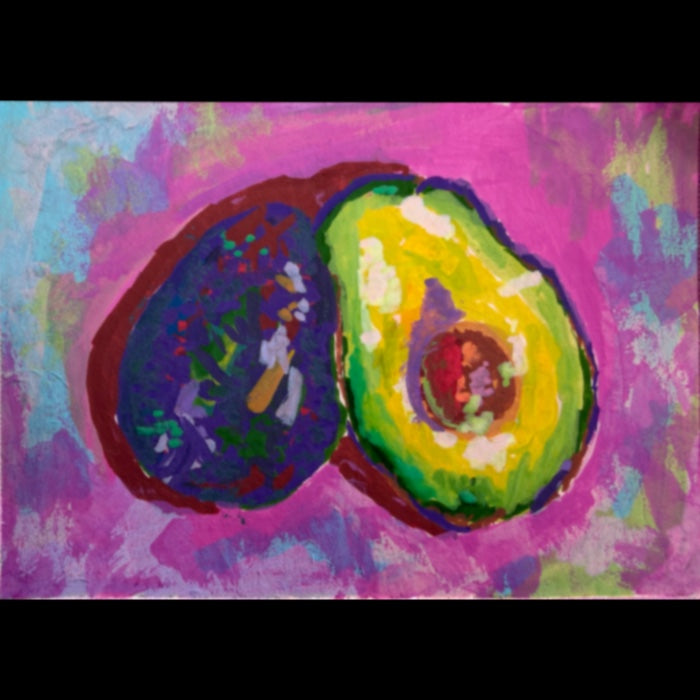 PAINTING of Original Art Avocado Still Life Acrylic ACEO “Avocados” by Suzanne Burbank aka SuziBu.Sketches