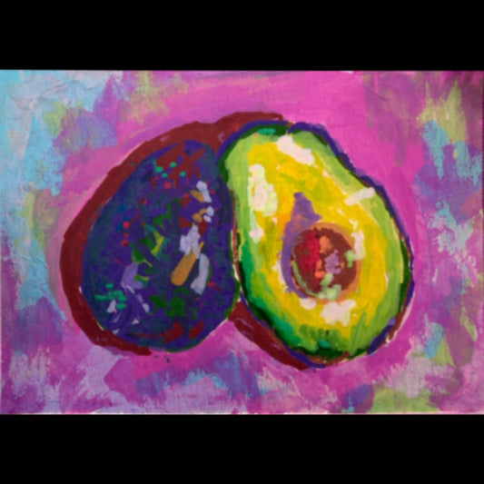 PAINTING of Original Art Avocado Still Life Acrylic ACEO “Avocados” by Suzanne Burbank aka SuziBu.Sketches