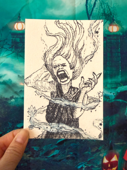 POSTCARD of Creepy Cryptid Banshee Art, Gothic Decor, by Suzanne Burbank aka SuziBu.Sketches