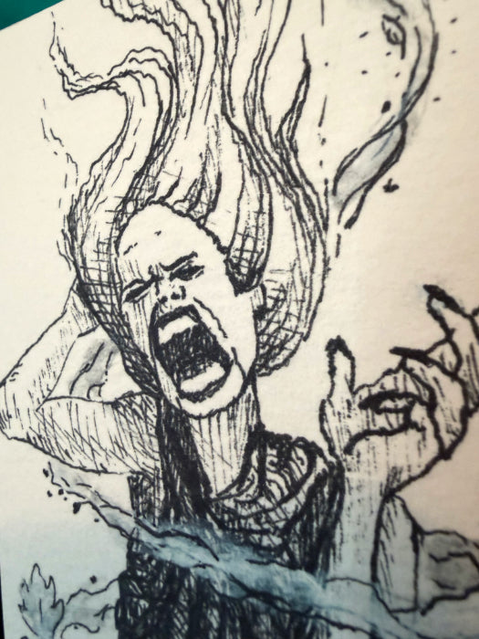 POSTCARD of Creepy Cryptid Banshee Art, Gothic Decor, by Suzanne Burbank aka SuziBu.Sketches
