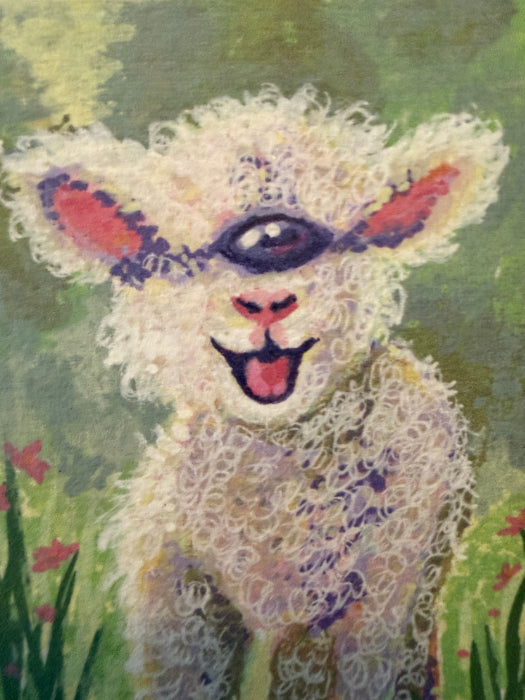 POSTCARD of Halloween Art, Baby Sheep, Lamb Cyclops, Oddity, Curiosity by Suzanne Burbank aka SuziBu.Sketches