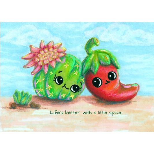 Greeting Card Anniversary Romance Cactus and Jalapeño