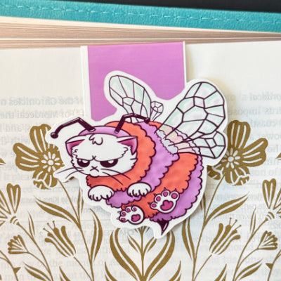 BOOKMARK-Magnetic Cat Bee Bookmark, Halloween Cat Bookmark, Cute Kawaii Bee Bookmark, Cat Lover Gift
