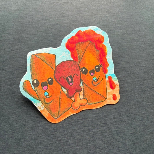 STICKER Kawaii Lumpia and Chicken Adobo Singing Karaoke, Vinyl, Waterproof, UV-Resistant, Tear & Scratch Resistant