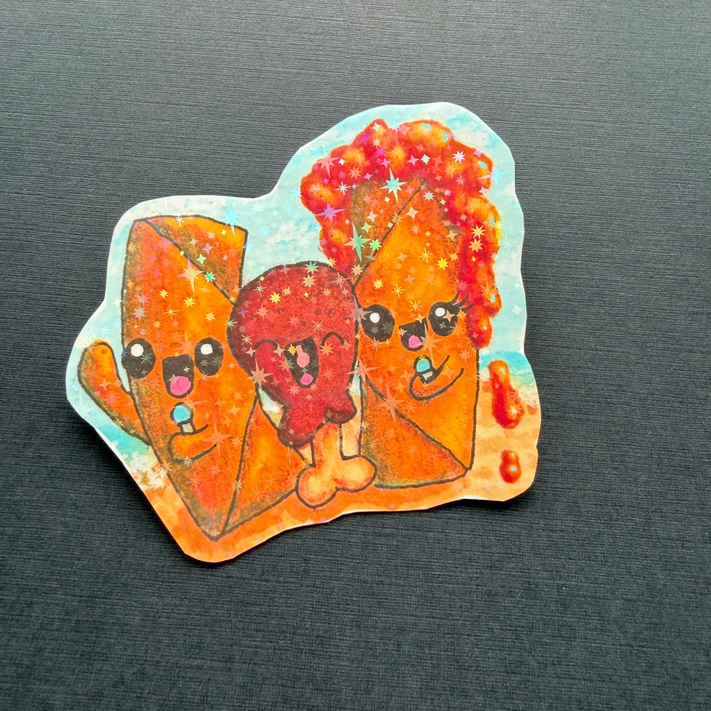 STICKER Kawaii Lumpia and Chicken Adobo Singing Karaoke, Vinyl, Waterproof, UV-Resistant, Tear & Scratch Resistant