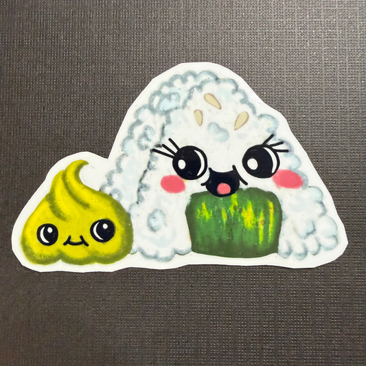 STICKER Kawaii Onigiri Sushi, Vinyl, Waterproof, UV-Resistant, Tear & Scratch Resistant