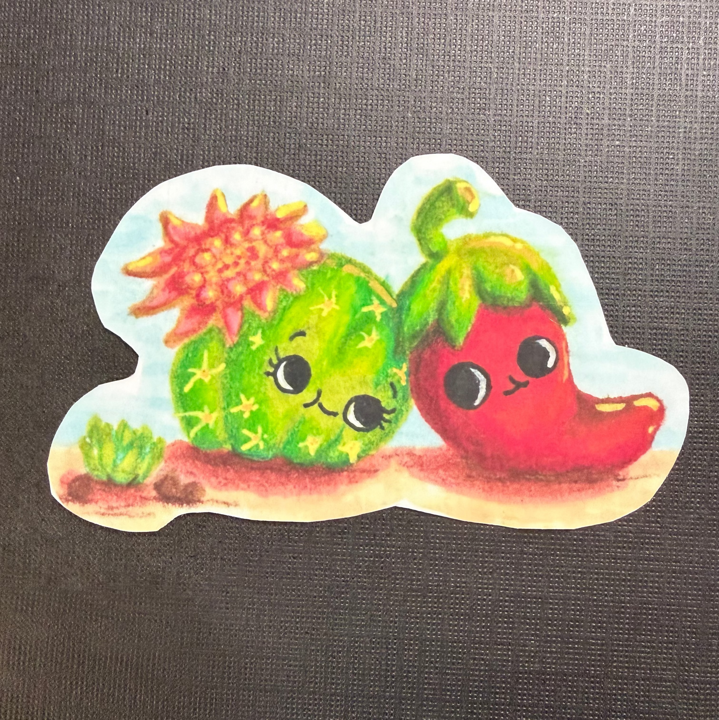 STICKER Kawaii Cactus and Jalapeño, Vinyl, Waterproof, UV-Resistant, Tear & Scratch Resistant
