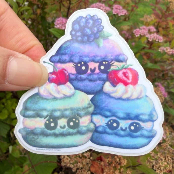STICKER Kawaii Macaron Berry Sweet Sticker | Cute French Pastry Vinyl Decal | Foodie Gift | Dessert Lover Sticker | Laptop, Water Bottle & Planner Decor